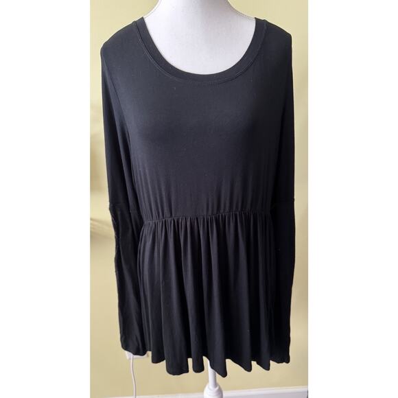 Torrid Black Babydoll Top 1X Lace Bell Sleeve Goth Witchy Tie Back Super Soft - Picture 2 of 9